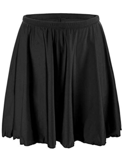 Women's Swim Skirt High Waisted Bikini Bottoms Athletic Modest Swimsuit Bottom with Brief