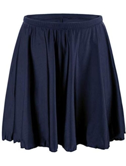 Women's Swim Skirt High Waisted Bikini Bottoms Athletic Modest Swimsuit Bottom with Brief