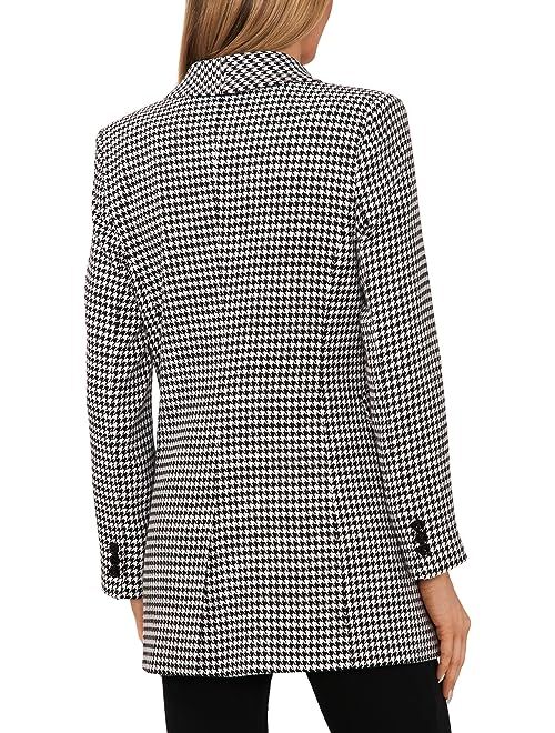 CeCe Houndstooth Double-Breasted Blazer