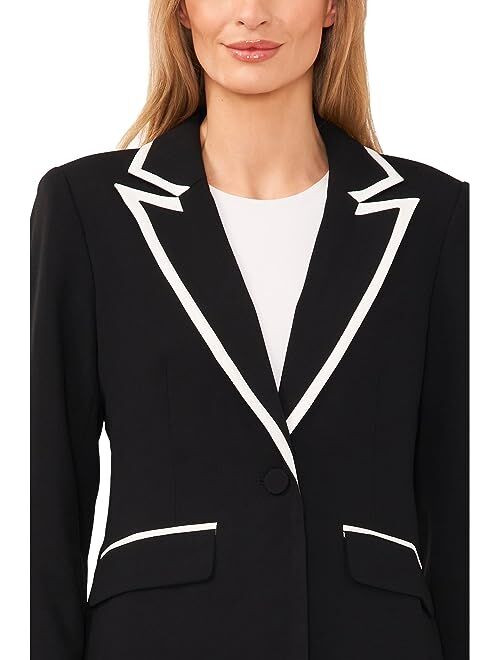 CeCe Contrast Piping Blazer