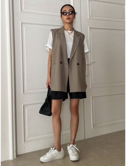 DAZY Double Button Double Pocket Vest Blazer