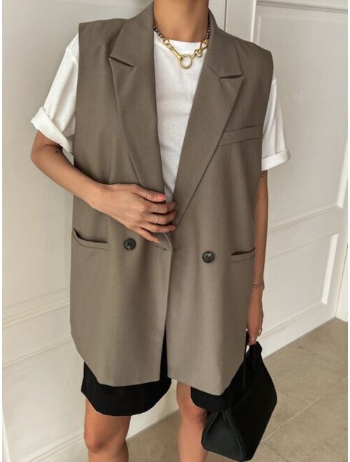 DAZY Double Button Double Pocket Vest Blazer