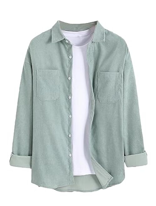 SOLY HUX Men's Long Sleeve Button Down Shirt Pocket Front Casual Shirts