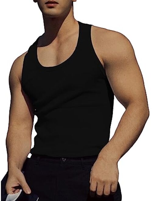 SOLY HUX Men's Scoop Neck Basic Tank Tops Casual Summer Sleeveless T Shirt Muscle Tees