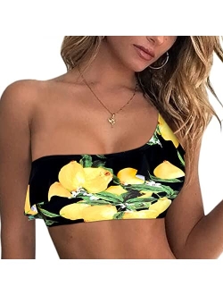 Women's Bikini Tops One Shoulder Ruffle Bathing Suit Top