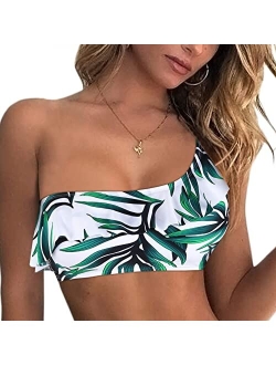 Women's Bikini Tops One Shoulder Ruffle Bathing Suit Top