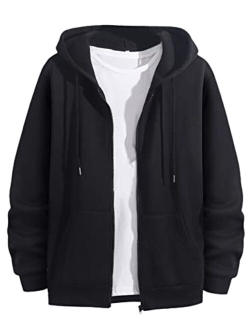 Men's Zip Up Hoodies Cool Sweatshirts Long Sleeve Drawstring Pocket Front Jacket