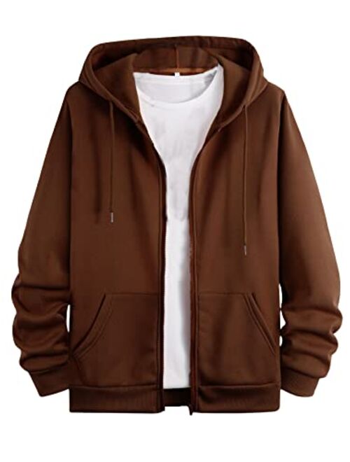 SOLY HUX Men's Zip Up Hoodies Cool Sweatshirts Long Sleeve Drawstring Pocket Front Jacket