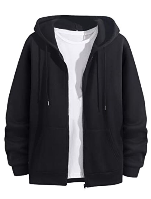 SOLY HUX Men's Zip Up Hoodies Cool Sweatshirts Long Sleeve Drawstring Pocket Front Jacket