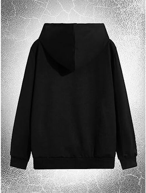 SOLY HUX Men's Y2k Gothic Graphic Zip Up Hoodies Skeleton Print Drawstring Long Sleeve Sweatshirt Jacket