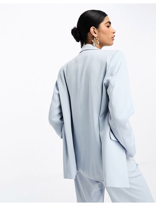 NA-KD co-ord single breasted blazer in blue - part of a set