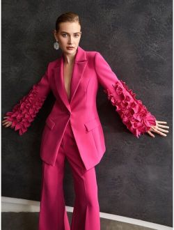 X Christian Siriano Structured Ruffle Sleeve Blazer