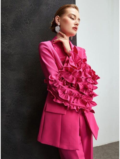 MOTF X Christian Siriano Structured Ruffle Sleeve Blazer