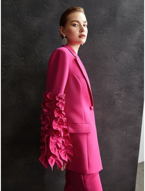 MOTF X Christian Siriano Structured Ruffle Sleeve Blazer