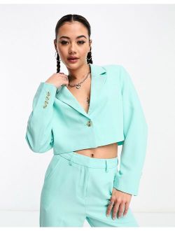 JJXX cropped blazer in turquoise - part of a set