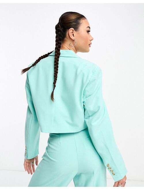 JJXX cropped blazer in turquoise - part of a set