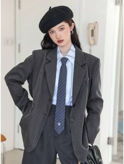 1pc Lapel Neck Button Front Blazer