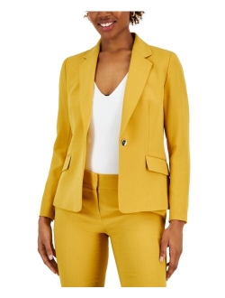 Women's Solid One-Button Notched-Collar Slit-Cuff Blazer