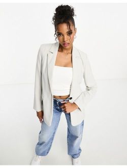 oversized blazer in pale gray