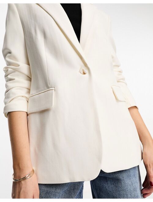 Stradivarius oversized blazer in ecru