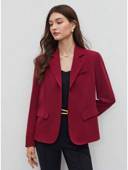 SHEIN BIZwear Lapel Neck Solid Blazer