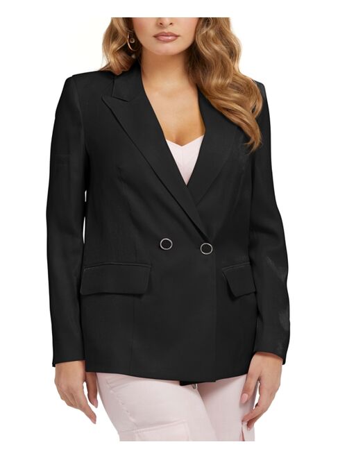 GUESS Women's Adriana Satin Notch-Collar Blazer