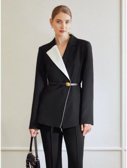 Premium Two Tone Wrap Belted Blazer