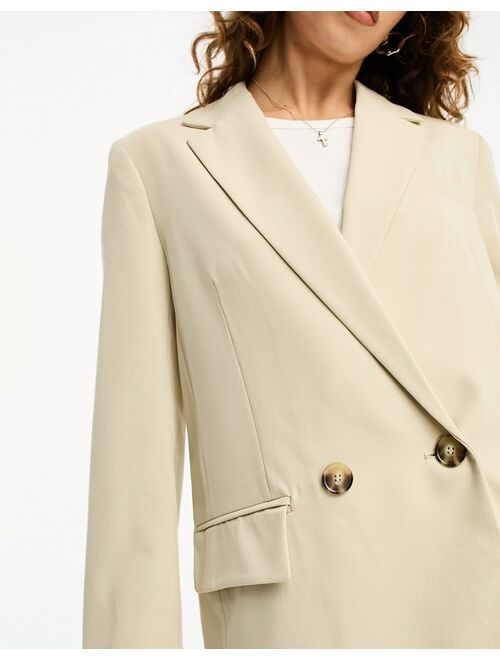 Bershka oversized blazer in sand