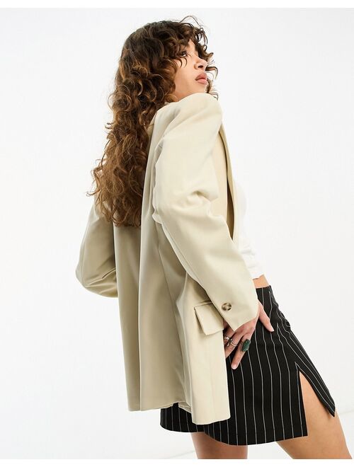 Bershka oversized blazer in sand