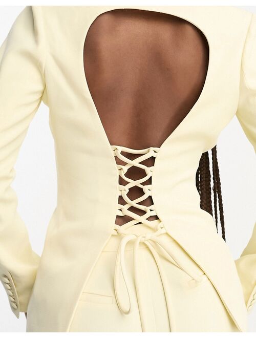 The Frolic backless blazer with tie up detail in vanilla - part of a set