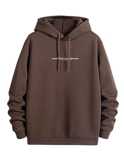 Men's Graphic Hoodies Letter Car Print Long Sleeve Drawstring Pullover Sweatshirt