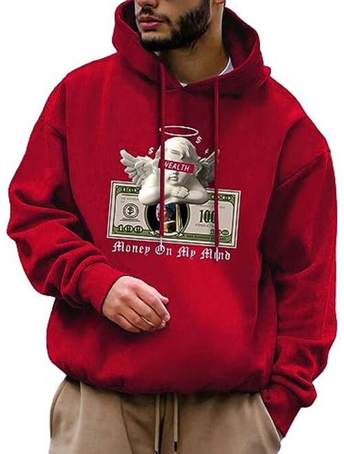 SOLY HUX Men's Graphic Hoodies Letter Car Print Long Sleeve Drawstring Pullover Sweatshirt