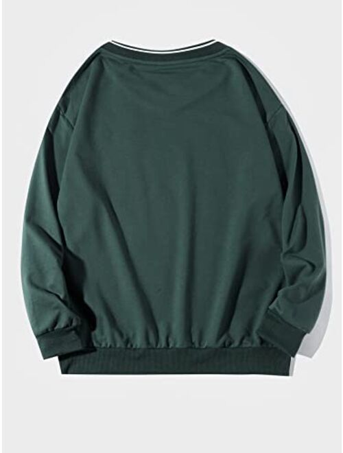 SOLY HUX Men's Sweatshirt V Neck Long Sleeve Drop Shoulder Casual Pullover Tops