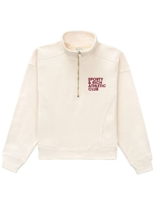 Sporty & Rich slogan-print half-zip cotton sweatshirt