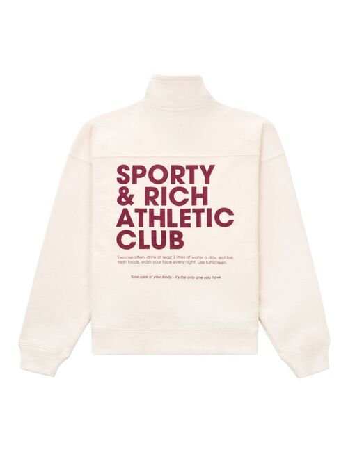 Sporty & Rich slogan-print half-zip cotton sweatshirt