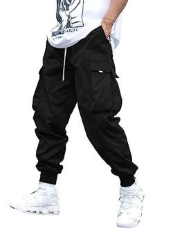 Men's Flap Pocket Drawstring Elastic Waist Street Cargo Pants