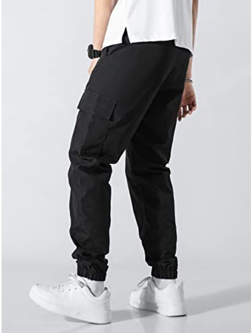 SOLY HUX Men's Flap Pocket Drawstring Elastic Waist Street Cargo Pants