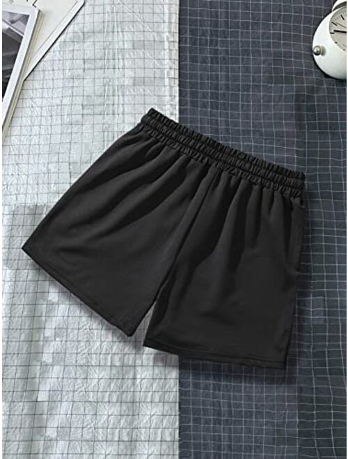 SOLY HUX Men's Casual Letter Print Drawstring Elastic Waist Athletic Workout Shorts with Pocket