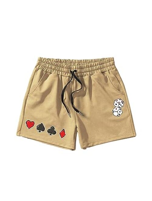 SOLY HUX Men's Casual Letter Print Drawstring Elastic Waist Athletic Workout Shorts with Pocket