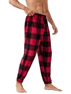 Men's Plaid Print Drawstring Waist Sleep Pants Loose Fit Loungewear Pants