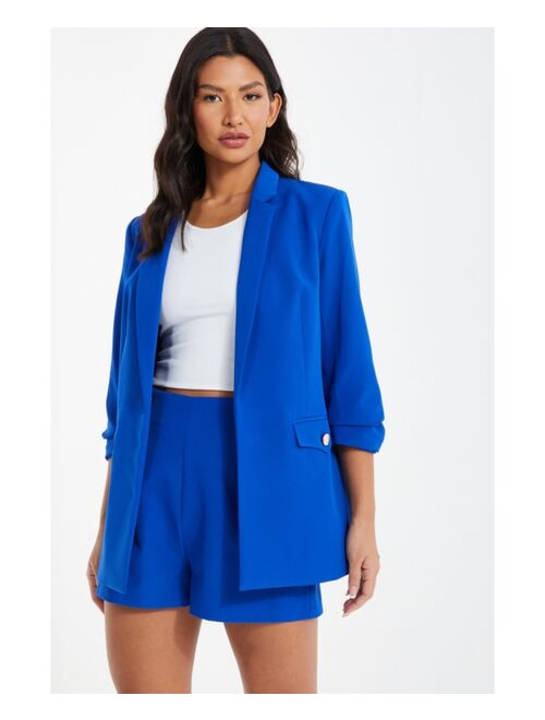 QUIZ Women's Ruched Sleeve Tailored Blazer