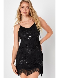 Shake It Off Hot Pink Sequin Fringe Sleeveless Homecoming Mini Dress