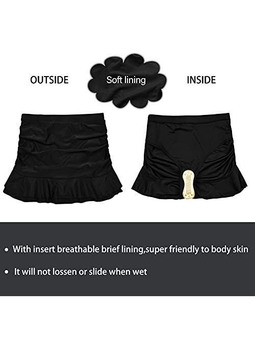 Firpearl Women's Ruffle Swim Skirt Tummy Control Ruched Swimsuit Bikini Tankini Swim Bottom