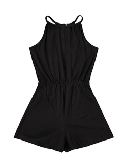 Girl's Casual Summer Halter Romper Sleeveless Jumpsuit