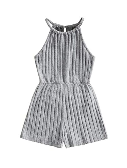 SOLY HUX Girl's Casual Summer Halter Romper Sleeveless Jumpsuit