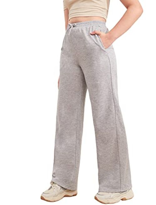 SOLY HUX Girl's High Elastic Waisted Tie Front Sweatpants Casual Pants Sweatpants with Pockets