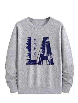 Men's Graphic Crewneck Sweatshirts Letter Print Long Sleeve Pullover Casual Vintage Tops