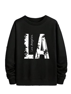 Men's Graphic Crewneck Sweatshirts Letter Print Long Sleeve Pullover Casual Vintage Tops