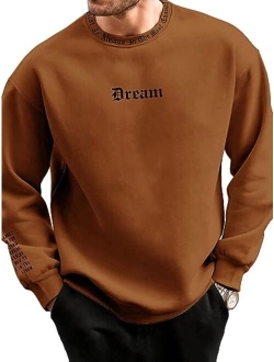 Men's Letter Car Graphic Print Long Sleeve Pullover Top Sweatshirt