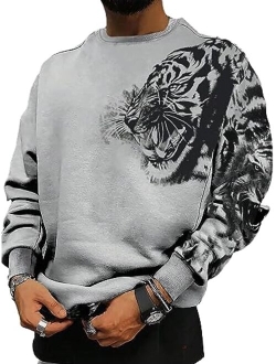 Men's Letter Car Graphic Print Long Sleeve Pullover Top Sweatshirt